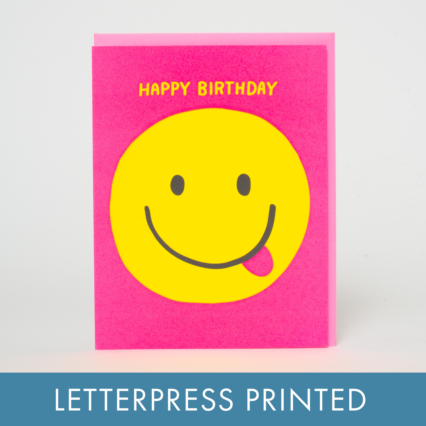Happy Birthday Smiley Letterpress Greeting Card by Ashkahn: Paper tab