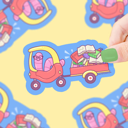 Bookworm Tow Truck Cute Book Art Vinyl Sticker