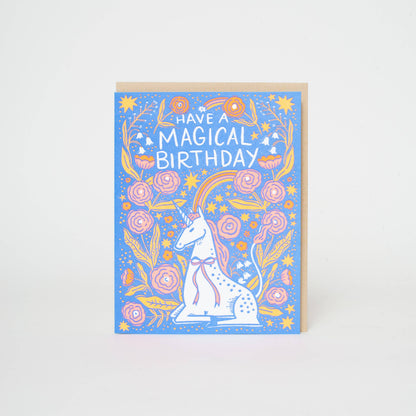 Have a Magical Birthday | Birthday Folk Unicorn Letterpress Greeting Card by Hello! Lucky: Paper tab