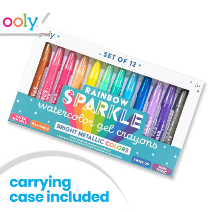 Rainbow Sparkle Watercolor Gel Crayons - Set of 12