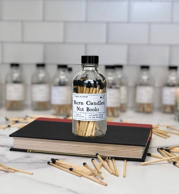 Burn Candles Not Books Rainbow or Black Safety Match Bottle : Rainbow
