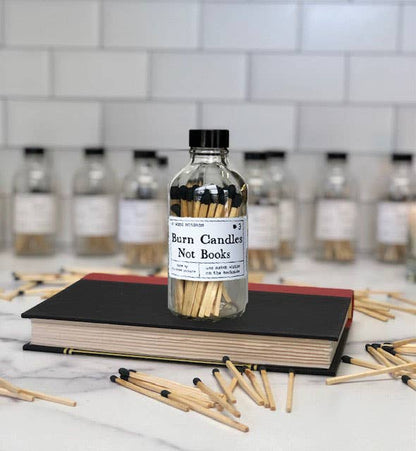 Burn Candles Not Books Rainbow or Black Safety Match Bottle : Rainbow