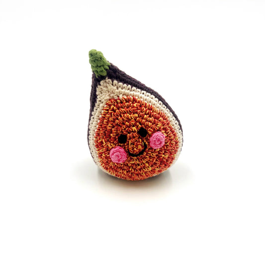 Handcrafted Playful Fig Baby Rattle – Organic Cotton Crochet