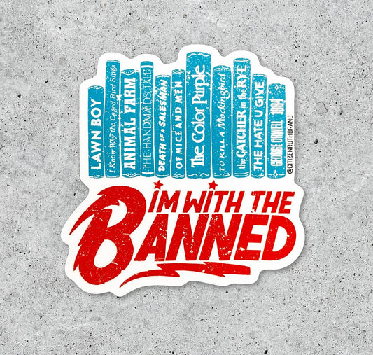 I'm With The Banned Books Bowie Style vinyl sticker