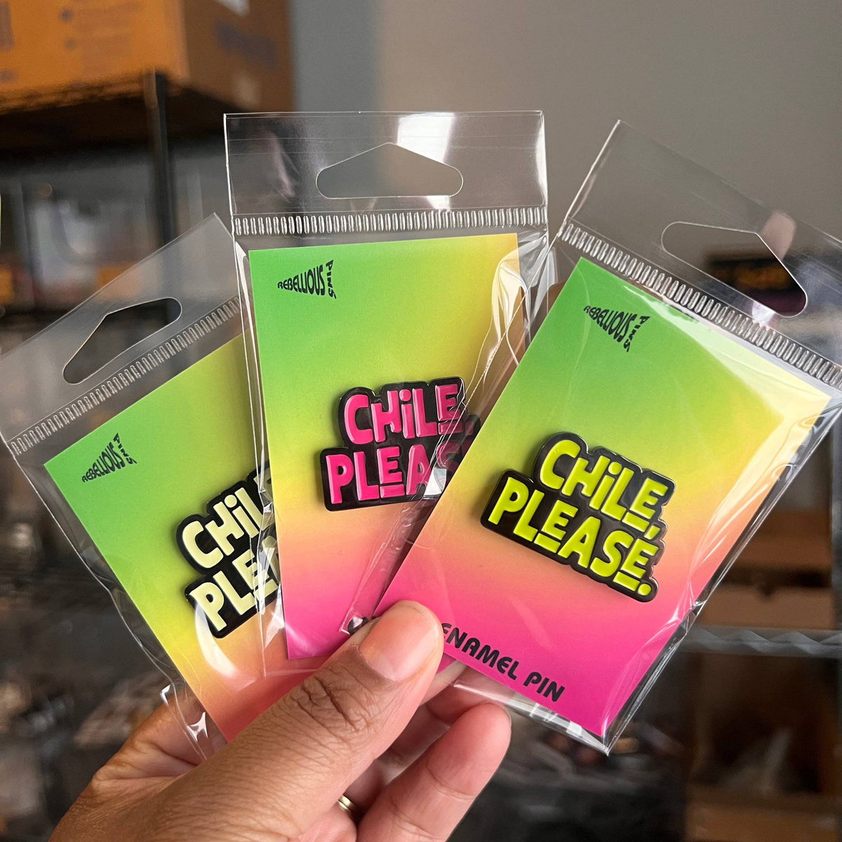 Chile, Please Enamel Pin: Pink