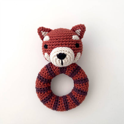 Red Panda Ring Hand Crocheted Rattle
