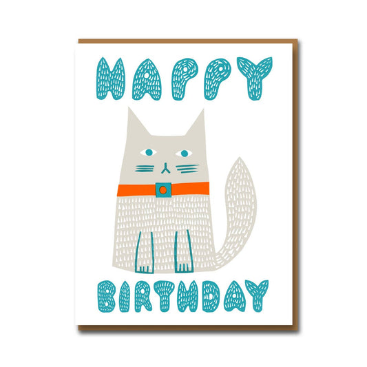 Happy Cat Greeting Card by Sukie