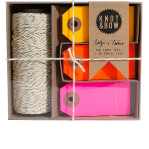 Gold Warm Neon Tag and Twine Box