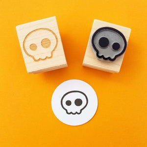 Mini Quirky Skull Rubber Stamp | Skull and Cross Buns