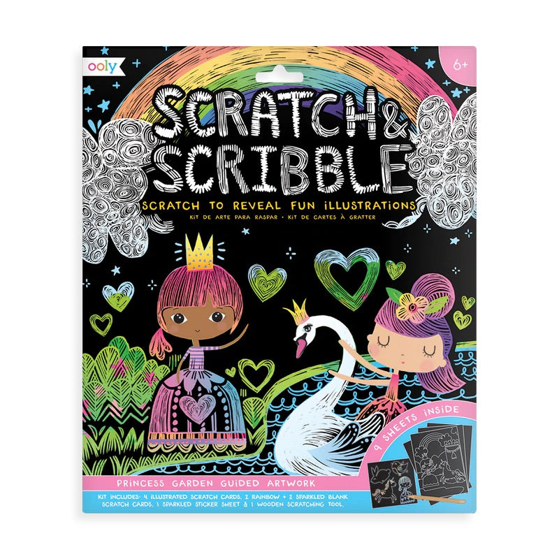 Princess Garden Scratch and Scribble Scratch Art Kit | OOLY