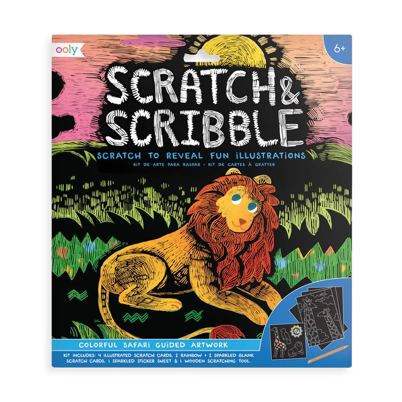 colorful safari scratch and scribble scratch art kit | OOLY