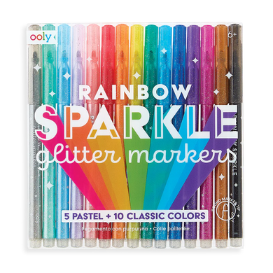 Rainbow Sparkle Glitter Markers - set of 15 | ooly