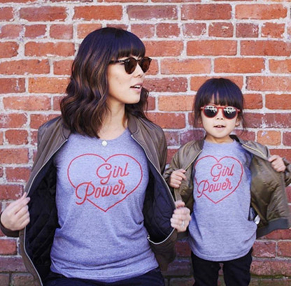GIRL POWER - Kids & Youth - Grey/Natural White Organic Tee