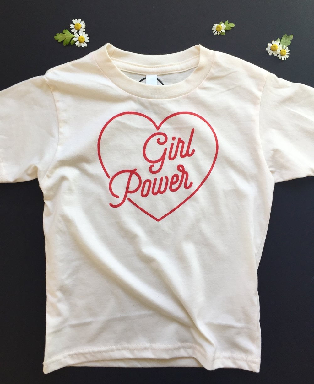 GIRL POWER - Kids & Youth - Grey/Natural White Organic Tee