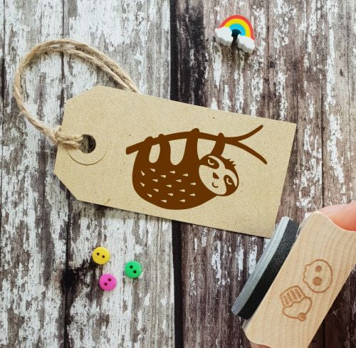 Lazy Sloth Rubber Stamp | Skull and Cross Buns