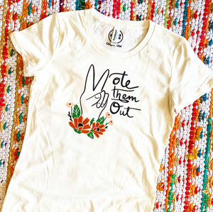VOTE THEM OUT Women’s Organic Tee (Grey or Cream)
