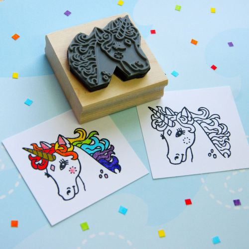 Colour-Me-In Pretty Unicorn Rubber Stamp | Skull and Cross Buns